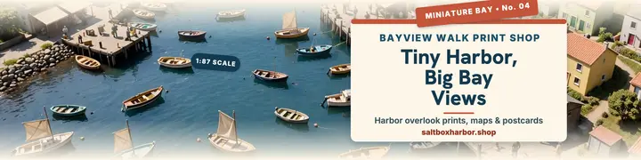 Saltbox Harbor miniature bay banner template