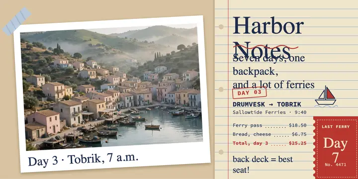 Harbor Notes travel journal X post template