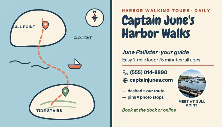 Captain June's Harbor Walks map card template