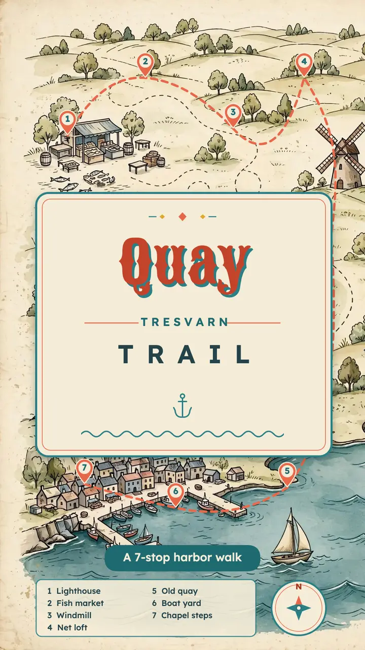 Tresvarn harbor walk pictorial map story template