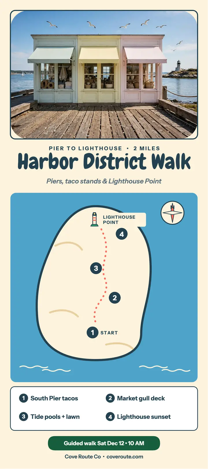 Harbor District Walk pictorial map rack-card template