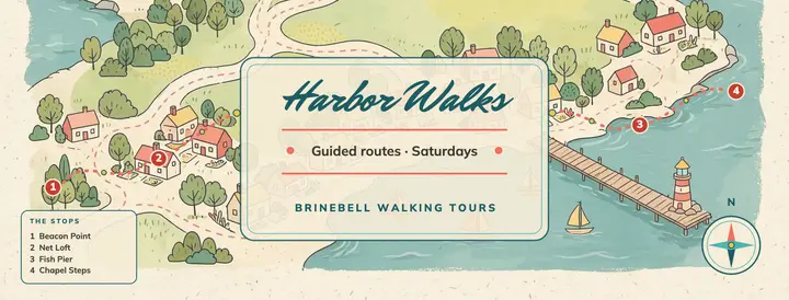 Brinebell harbor walks pictorial map cover template