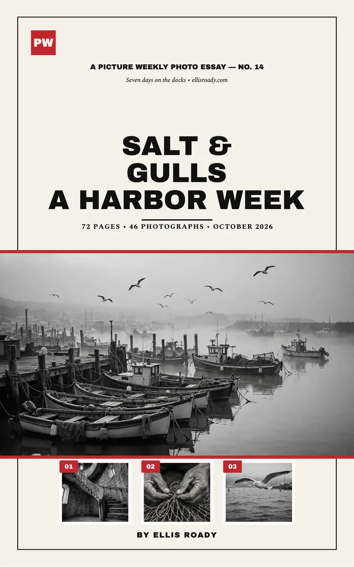 Salt and Gulls harbor week photo ebook cover: harbor photo essay ebook cover template