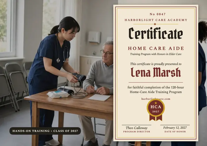Harborlight home-care aide certificate template