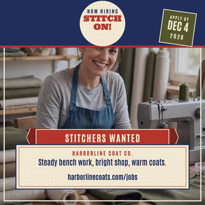 Harborline stitchers hiring poster template
