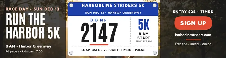 Harborline Striders 5K bib billboard template