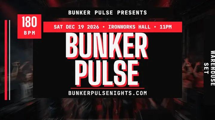 Bunker Pulse hard techno night thumbnail template