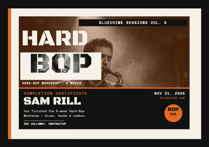 Bluechime hard-bop workshop certificate template