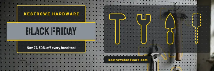 Kestrowe Hardware Black Friday header, tool shadow board template