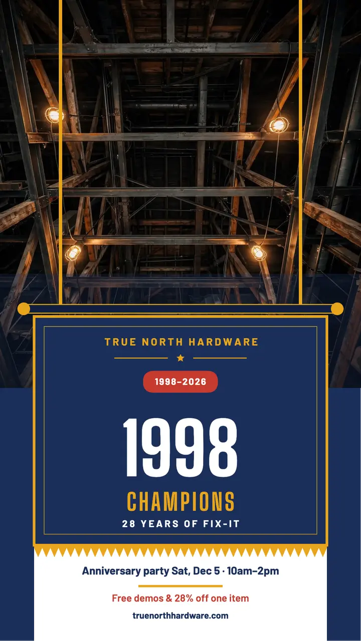 True North Hardware anniversary banner story template