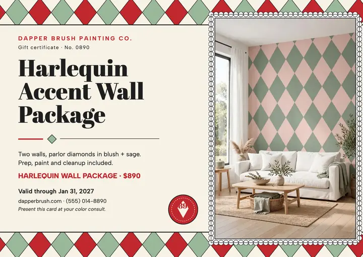 Harlequin accent wall painter certificate template
