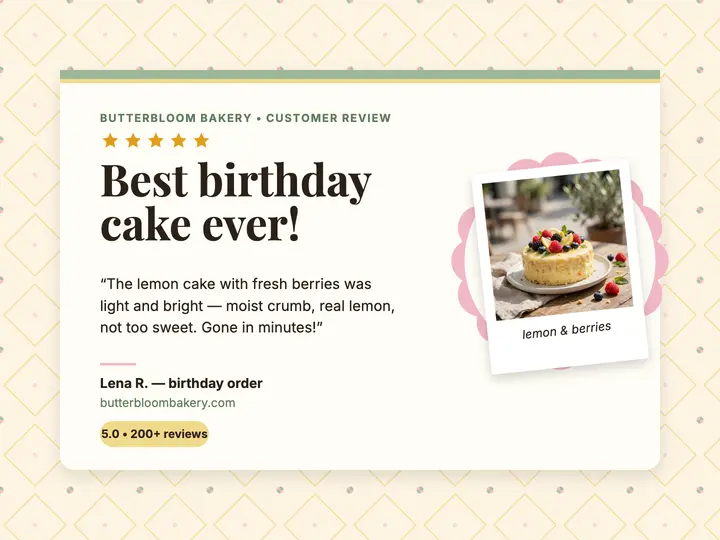 Butterbloom bakery review slide, lemon cake template
