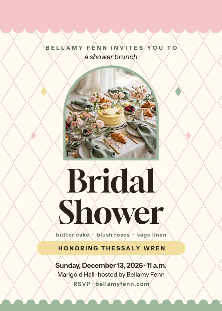 Harlequin bridal shower brunch invitation template