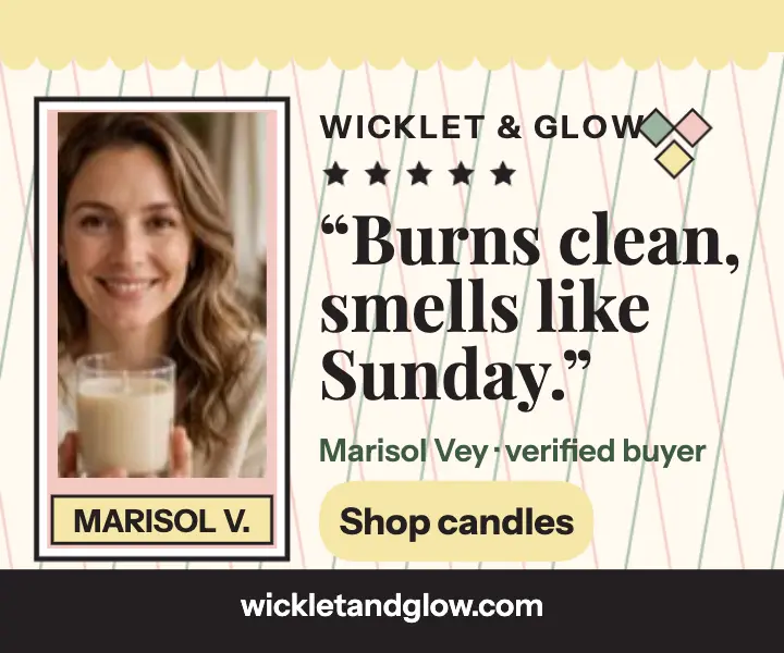 Wicklet and Glow candle review card template