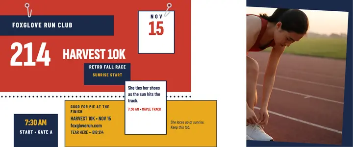 Harvest 10K race bib ticket: race bib ticket template