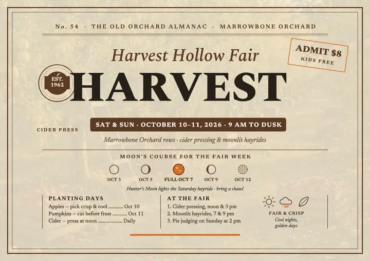 Harvest Hollow Fair almanac certificate template