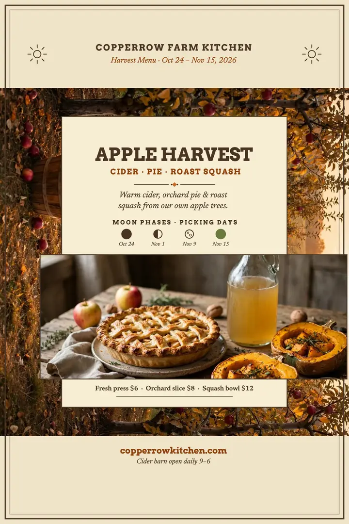 Copperrow apple harvest menu poster template