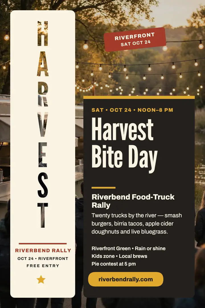 Riverbend Rally harvest rally poster template