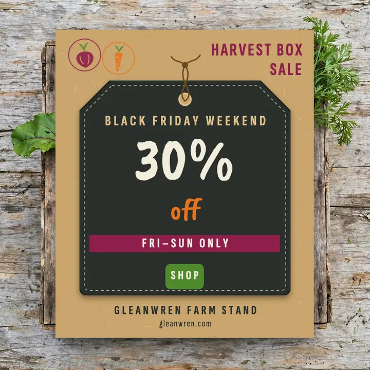 Harvest Box Sale Black Friday post, farm stand template