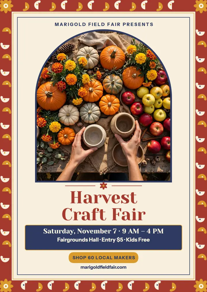 Marigold Field Fair harvest flyer template