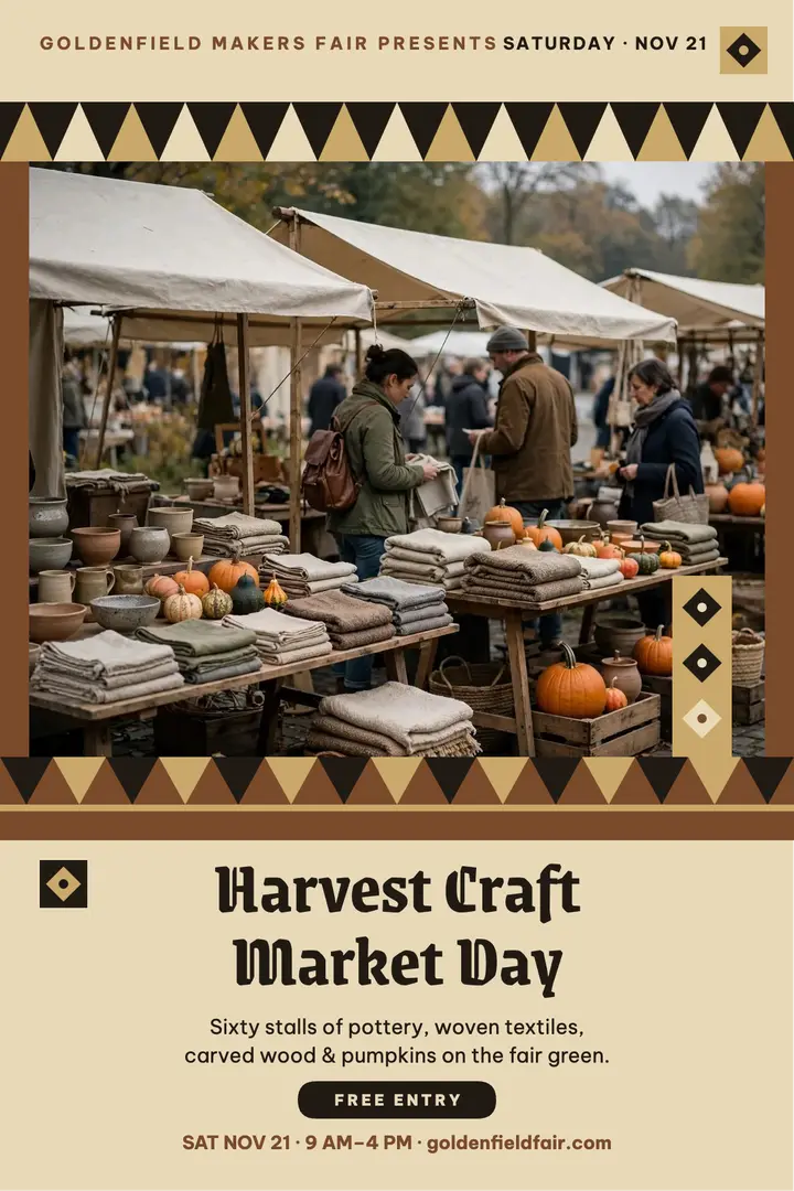 Goldenfield Harvest Craft Market poster template