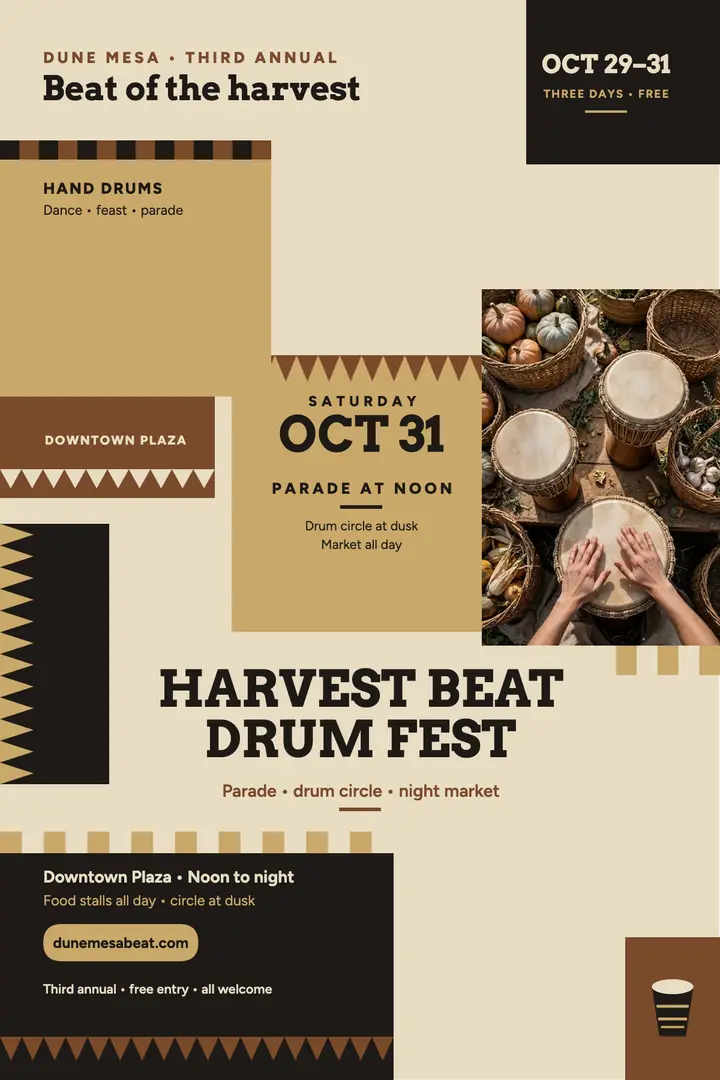 Dune Mesa Harvest Beat drum poster template