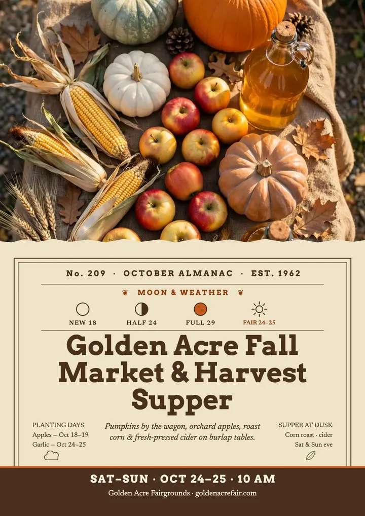 Golden Acre Fall Fair almanac flyer template