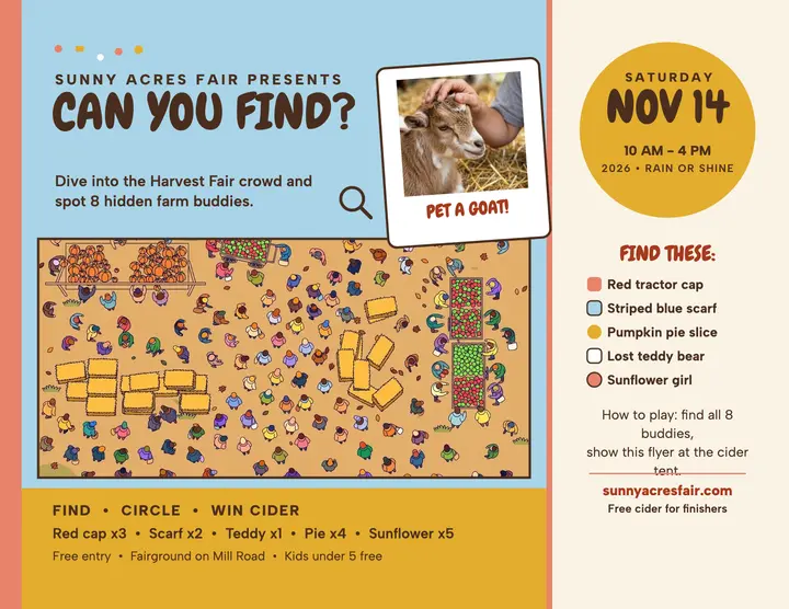 Sunny Acres Harvest Fair find challenge template