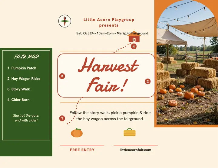 Little Acorn Harvest Fair map flyer template