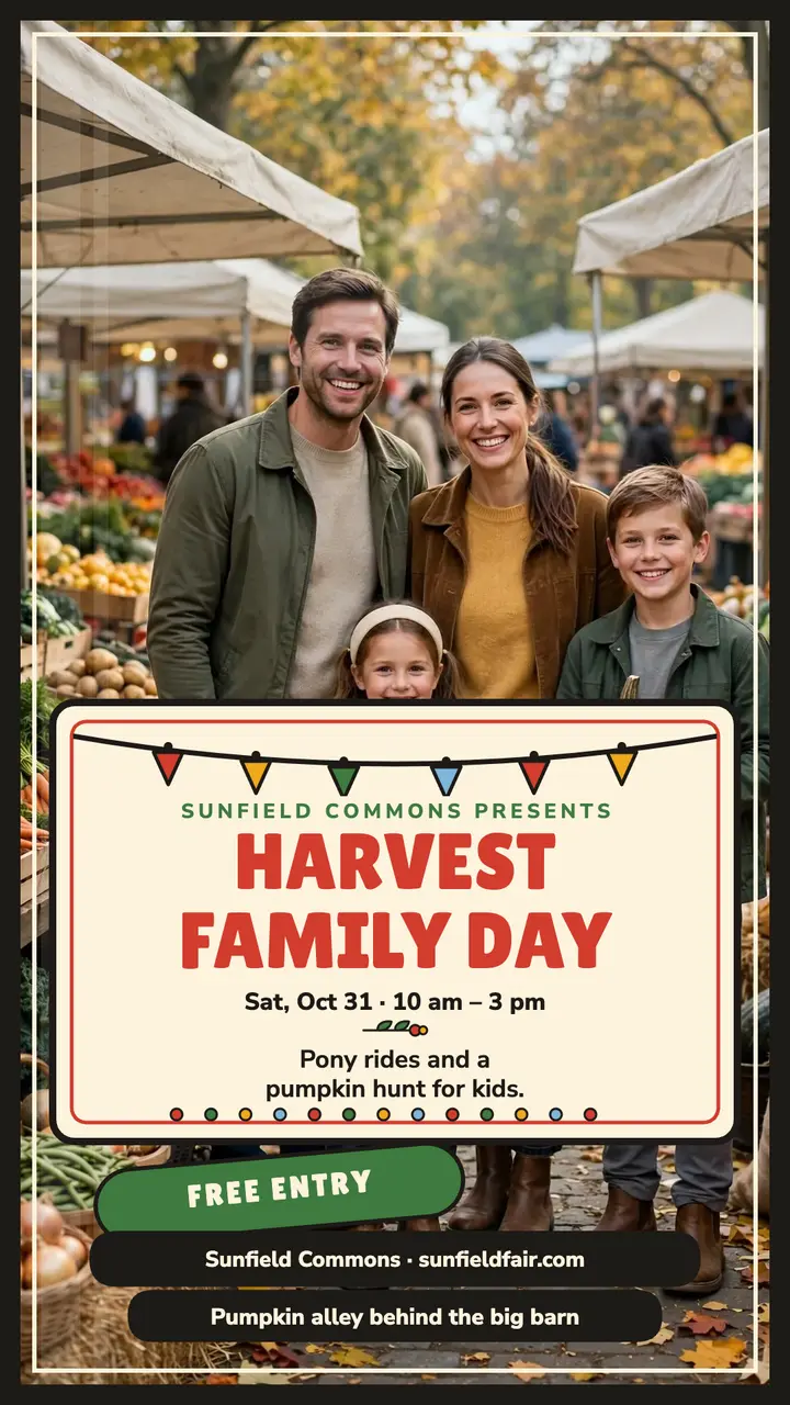 Harvest Family Day story, Sunfield Commons template