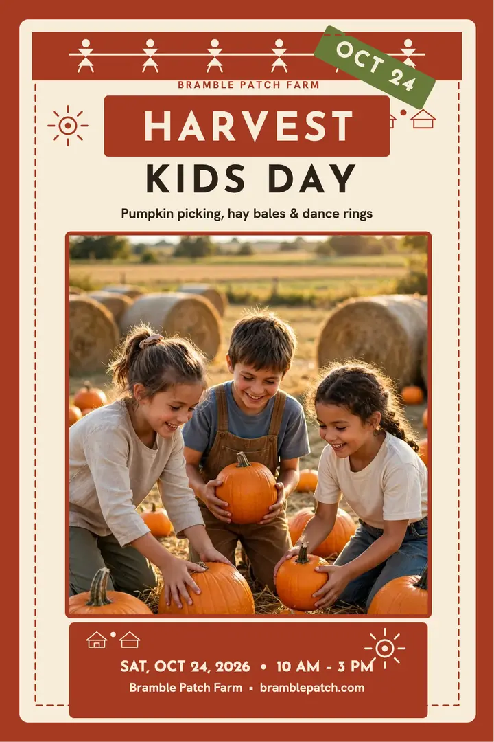 Bramble Patch Harvest Kids Day poster template