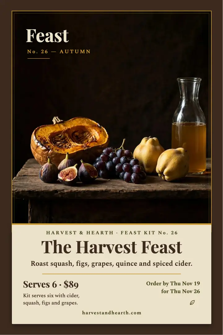 Harvest and Hearth feast kit poster template