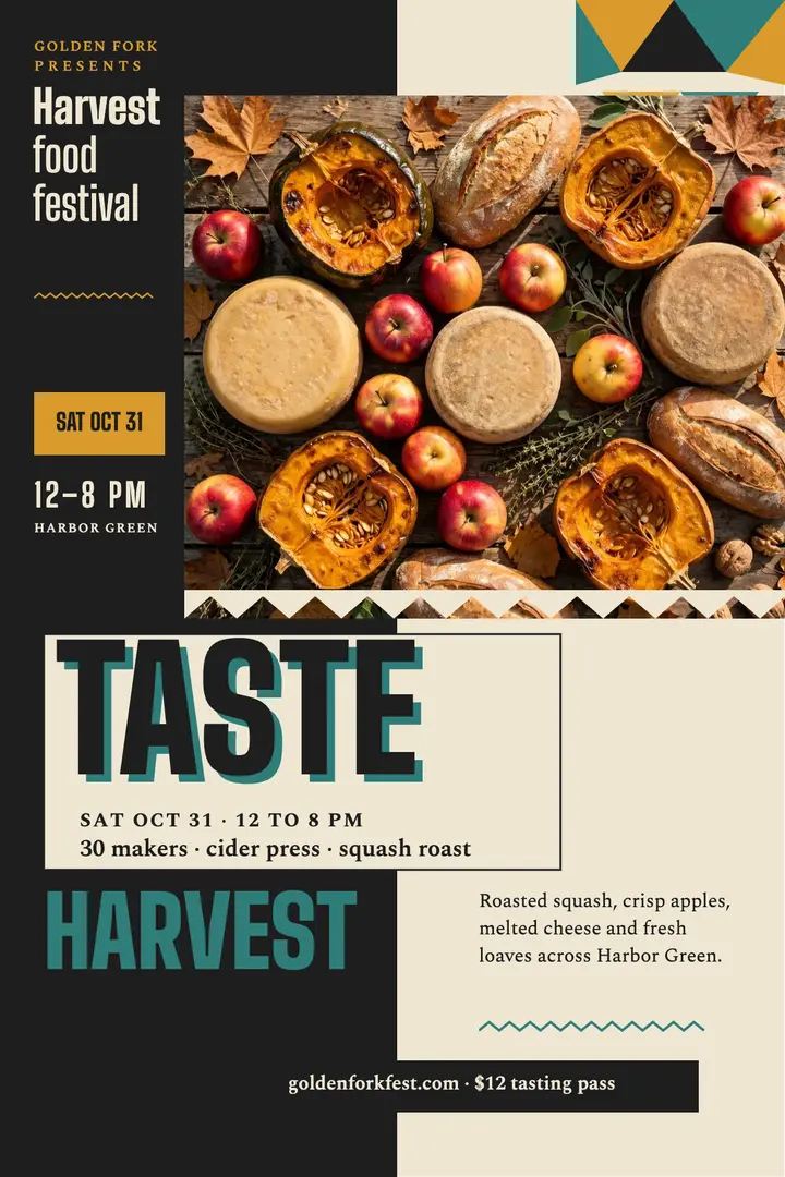 Golden Fork Harvest Fest facet poster template