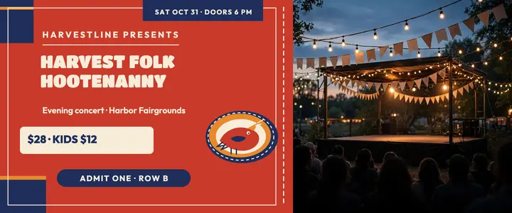 Harvestline Folk Fest evening ticket template