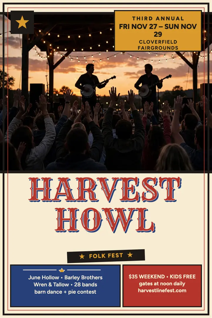 Harvestline Folk Fest harvest poster template