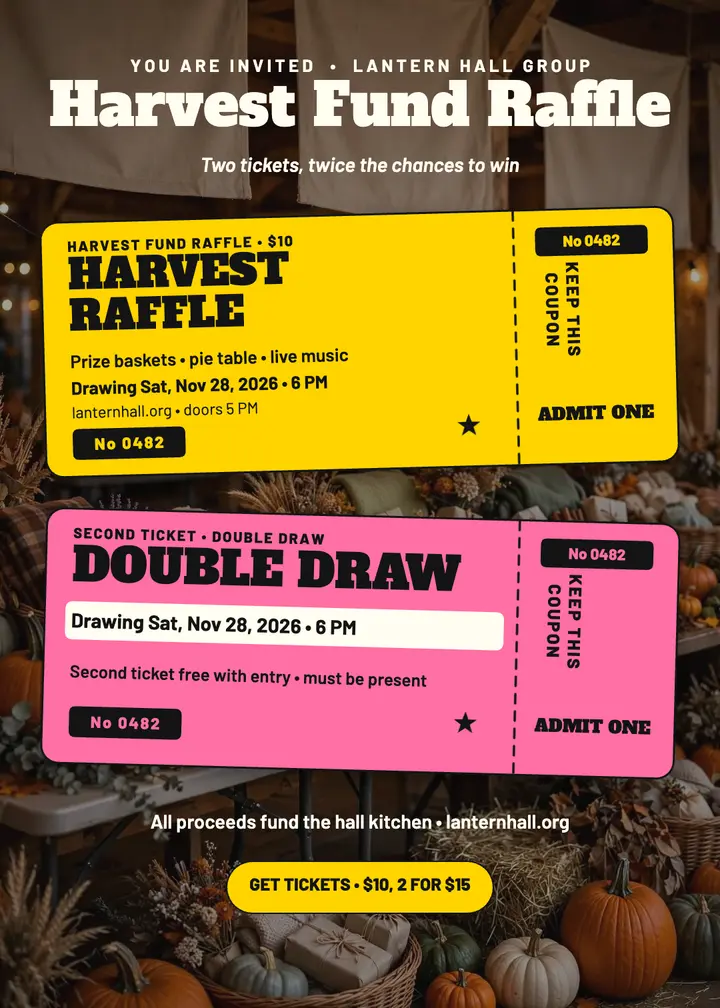 Harvest Fund Raffle ticket invitation template