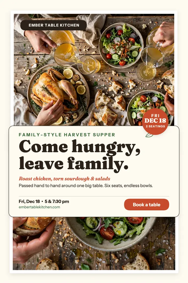 Ember Table harvest supper sharing poster template