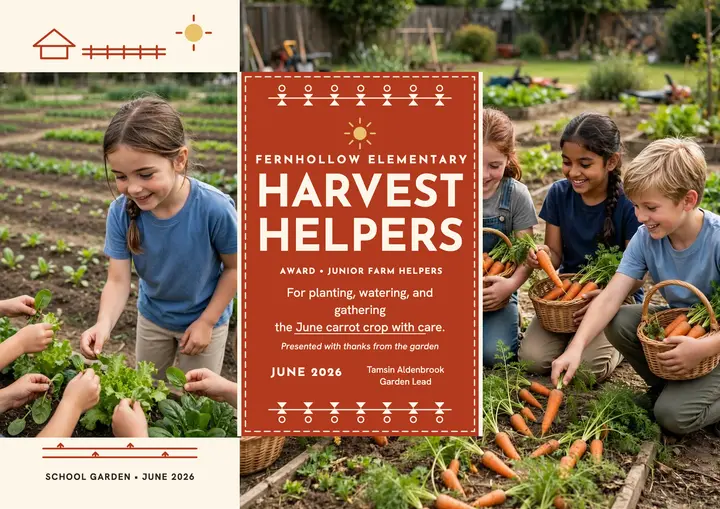 Fernhollow Harvest Helpers Award certificate template