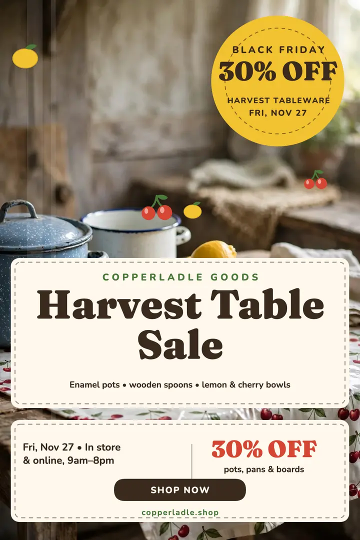 Copperladle harvest table sale poster template