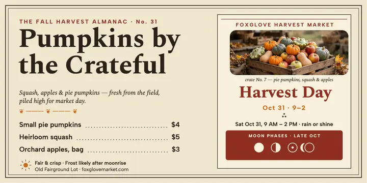 Foxglove Harvest Market almanac post template