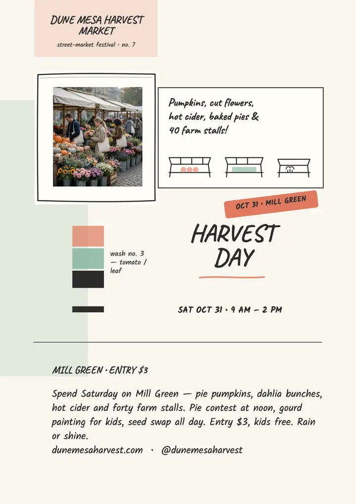 Dune Mesa Harvest Market sketch flyer template