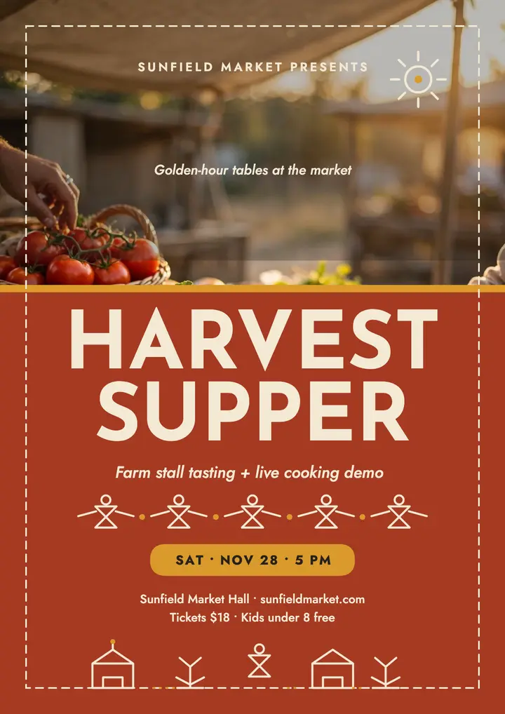 Sunfield Market harvest supper flyer template