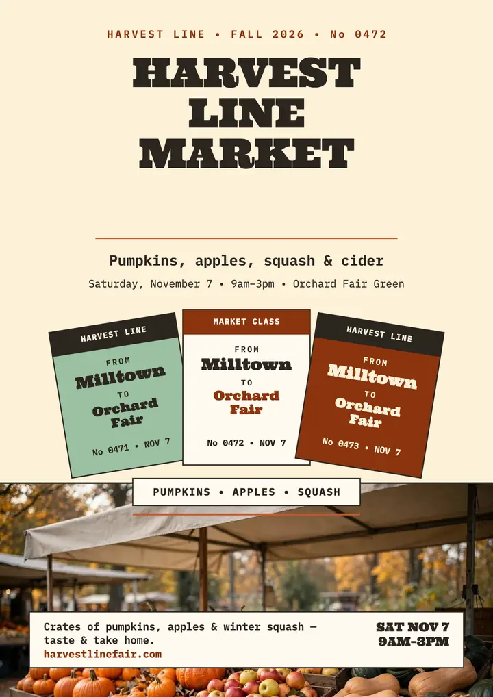 Harvest Line Market fall ticket flyer: harvest market flyer template