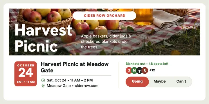 Cider Row harvest picnic invite template