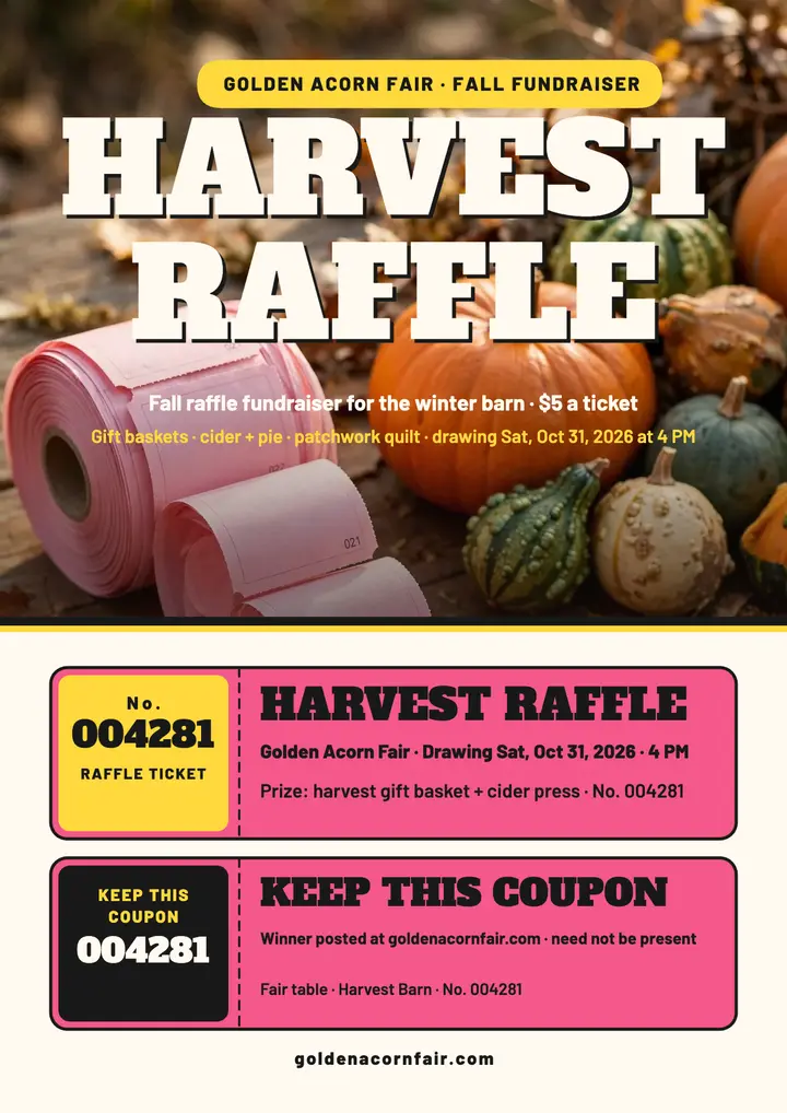 Golden Acorn Fair harvest raffle flyer template