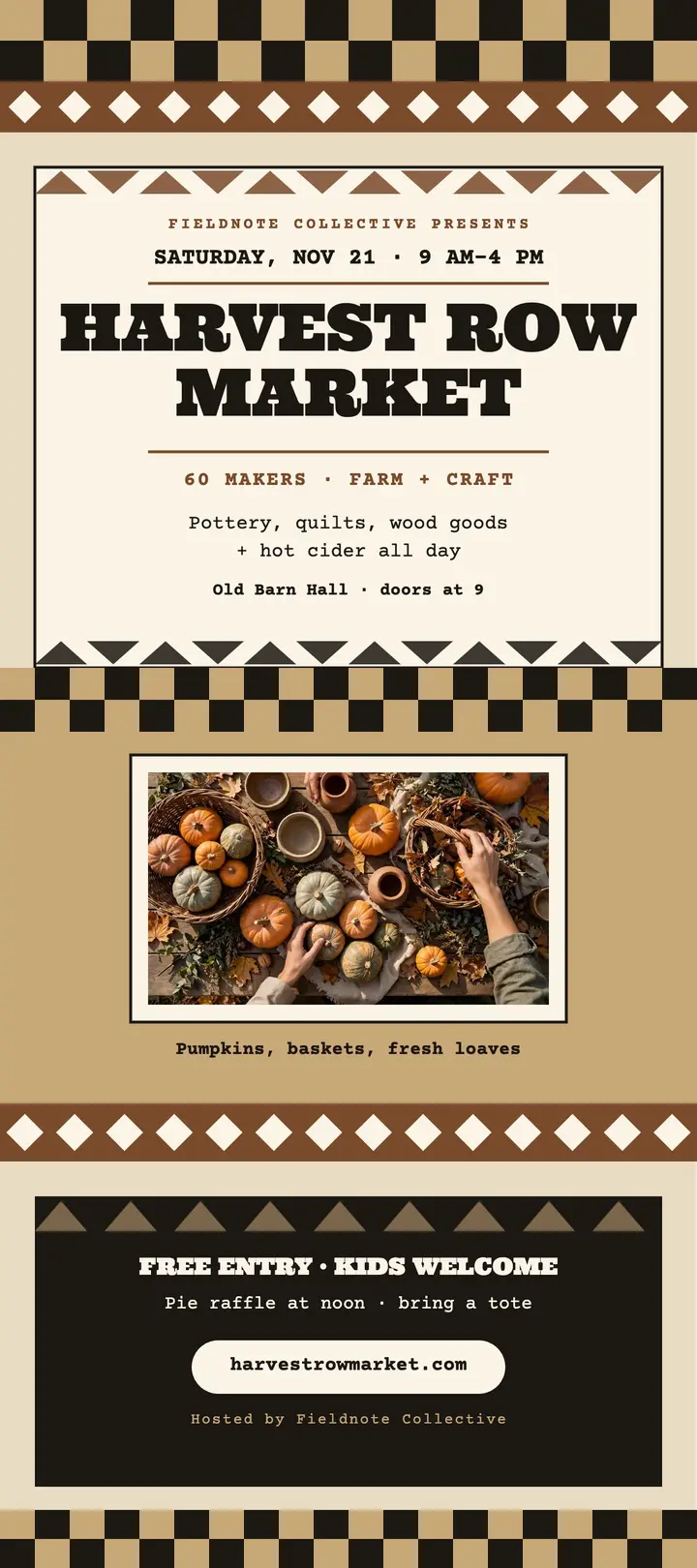 Harvest Row Market makers poster, rack card template