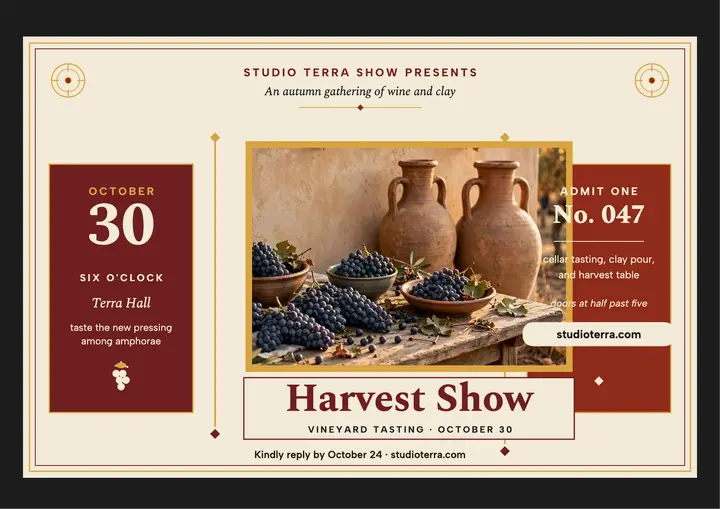 Studio Terra harvest show pompeian invite template