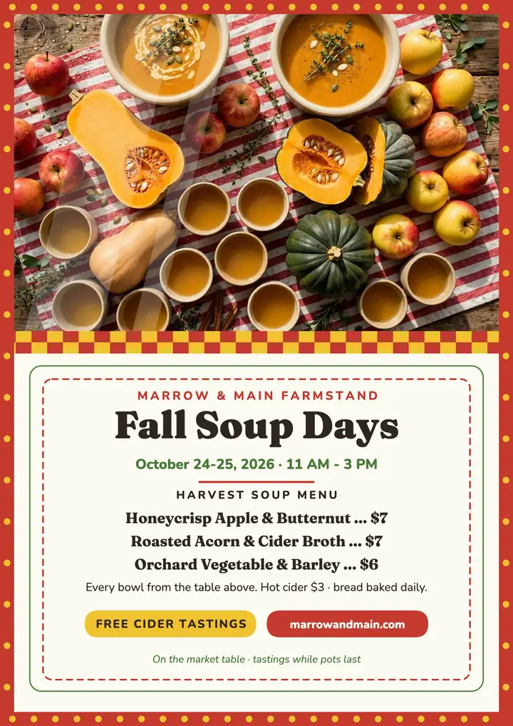 Marrow and Main fall soup days flyer template