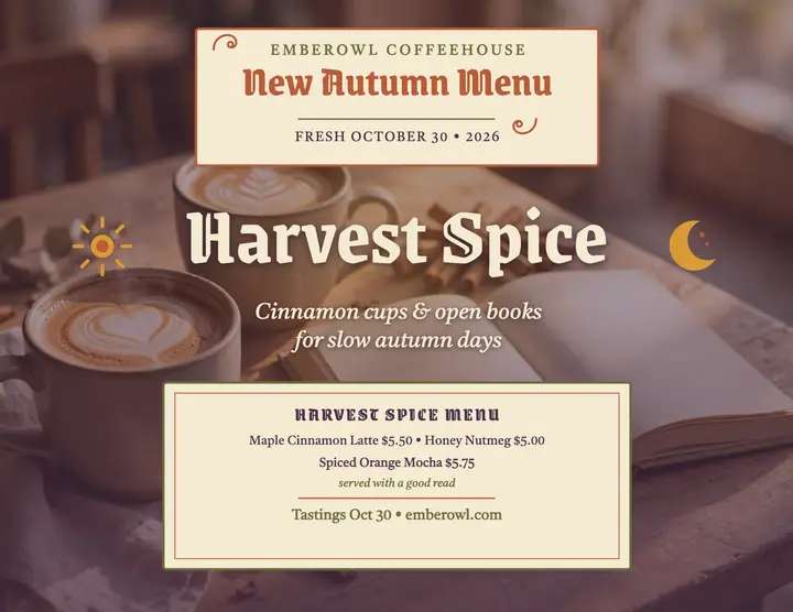 Emberowl Harvest Spice menu flyer template