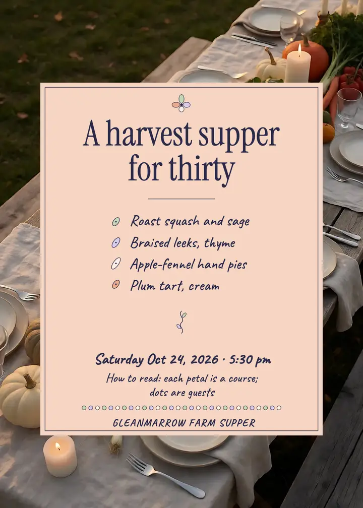 Harvest supper invitation, data humanism template